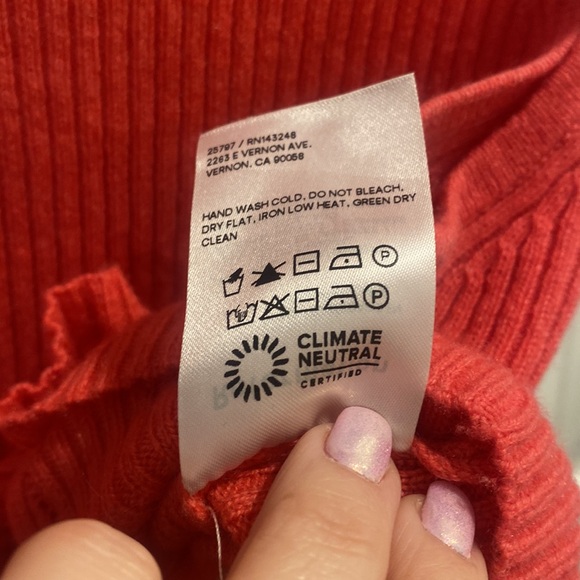 Like New Reformation Benedetta Flamingo Pink Ribbed Cashmere Cropped Tank - Picture 6 of 12